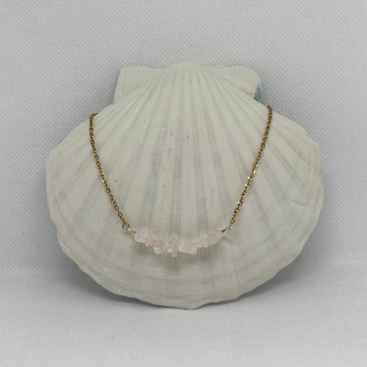 Collier chaîne dorée & perles semi-précieuses quartz rose "Louna"