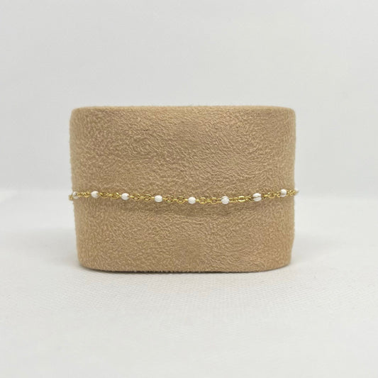 Bracelet "Camille" perles & chaîne acier inoxydable