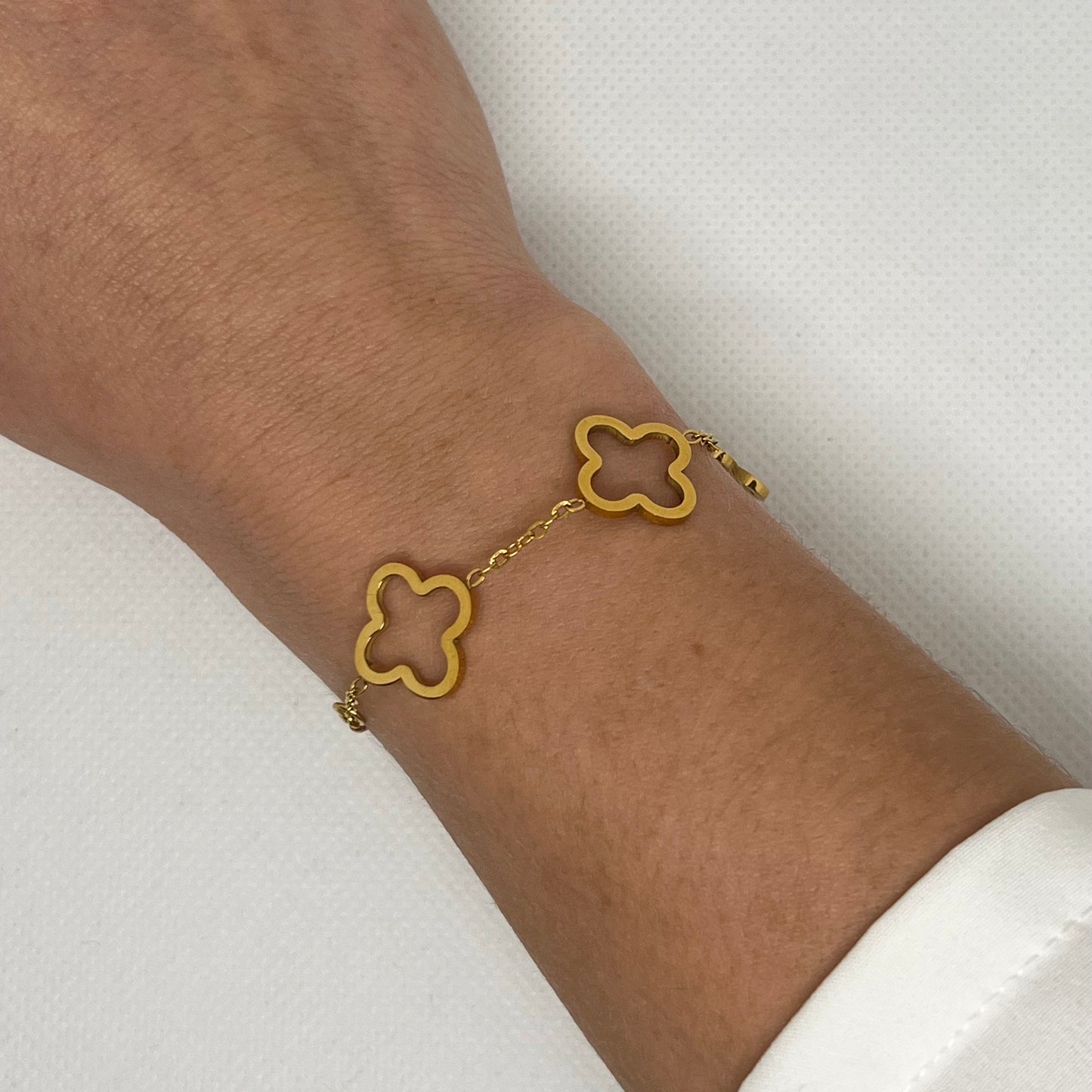 Bracelet trèfle "Manon" chaîne dorée acier inoxydable