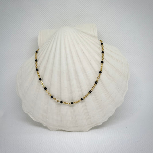 Collier "Cécile" perles & chaîne acier inoxydable