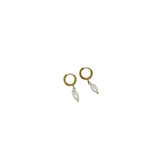 Boucles d'oreilles créoles & perles d'eau douce "Bérénice"
