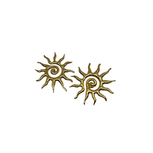 Boucles d'oreilles dorées "Sun" en acier inoxydable
