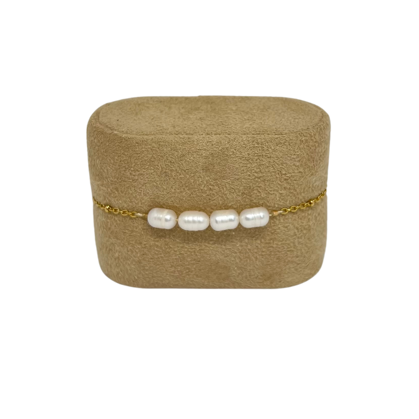 Bracelet chaîne dorée & perles d'eau douce "Bérénice"