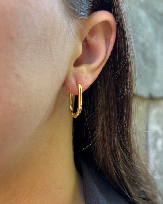 Boucles d'oreilles créoles dorée "Victoire" en acier inoxydable