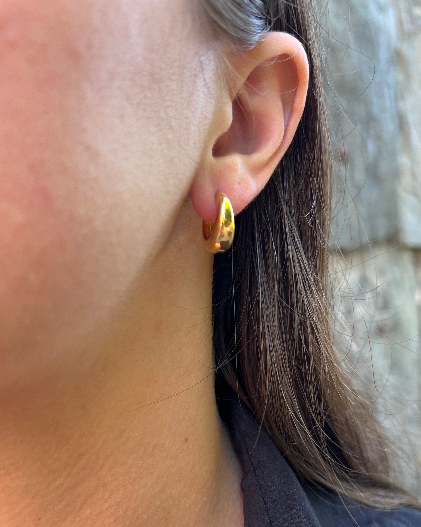 Boucles d'oreilles créole dorée "Eva" en acier inoxydable