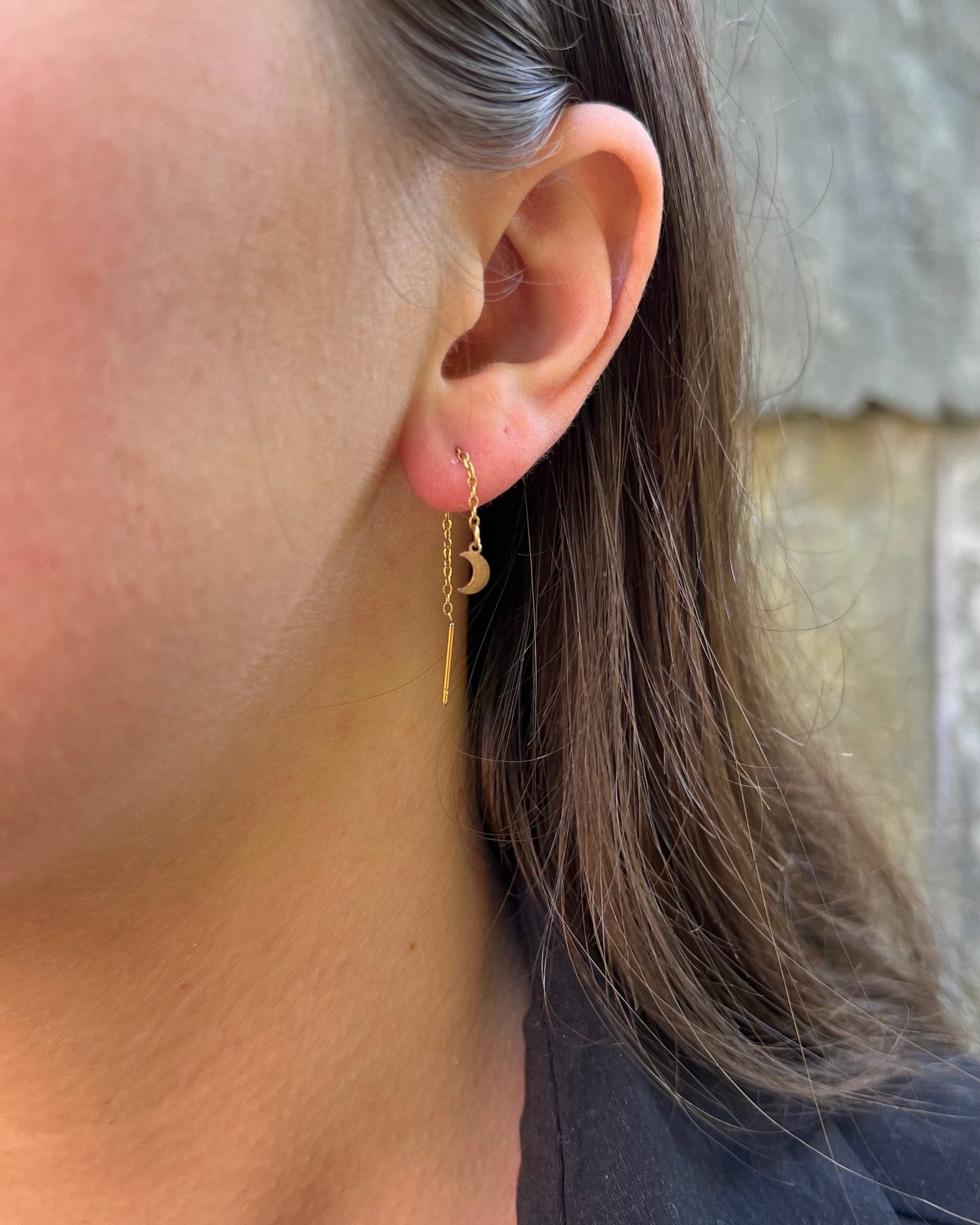 Boucles d'oreilles dorées "Luna" en acier inoxydable