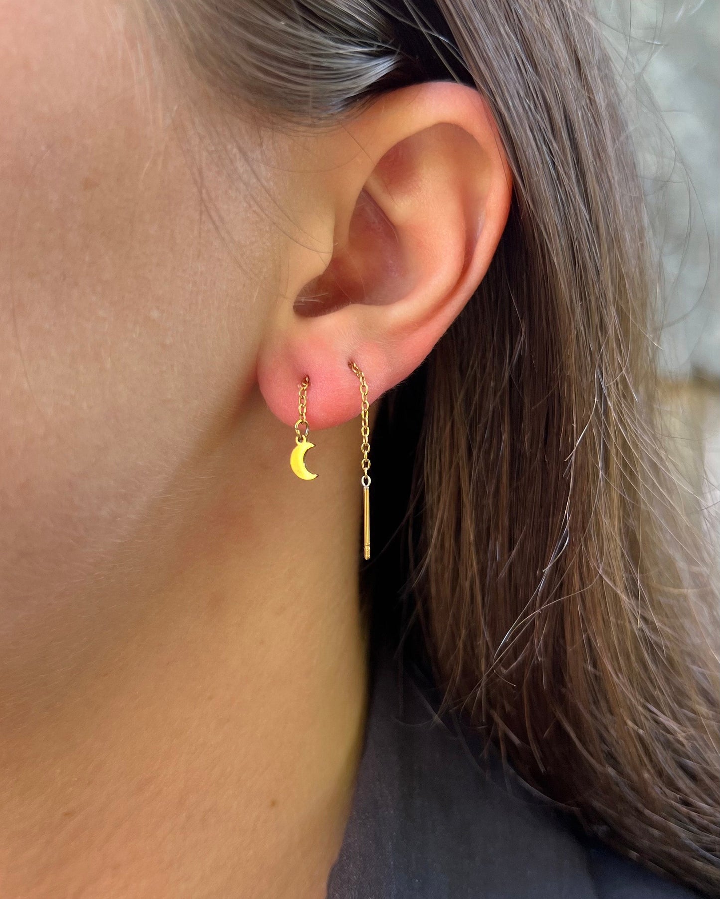 Boucles d'oreilles dorées "Luna" en acier inoxydable