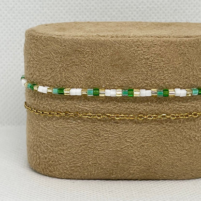 Bracelet "Emma" - Double chaîne dorée & perles de verre