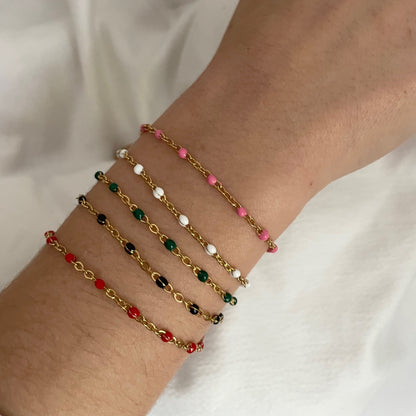 Bracelet "Camille" perles & chaîne acier inoxydable