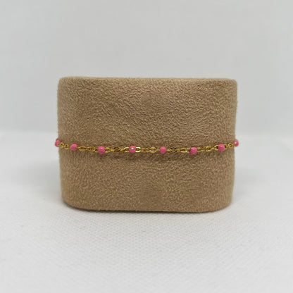 Bracelet "Camille" perles & chaîne acier inoxydable