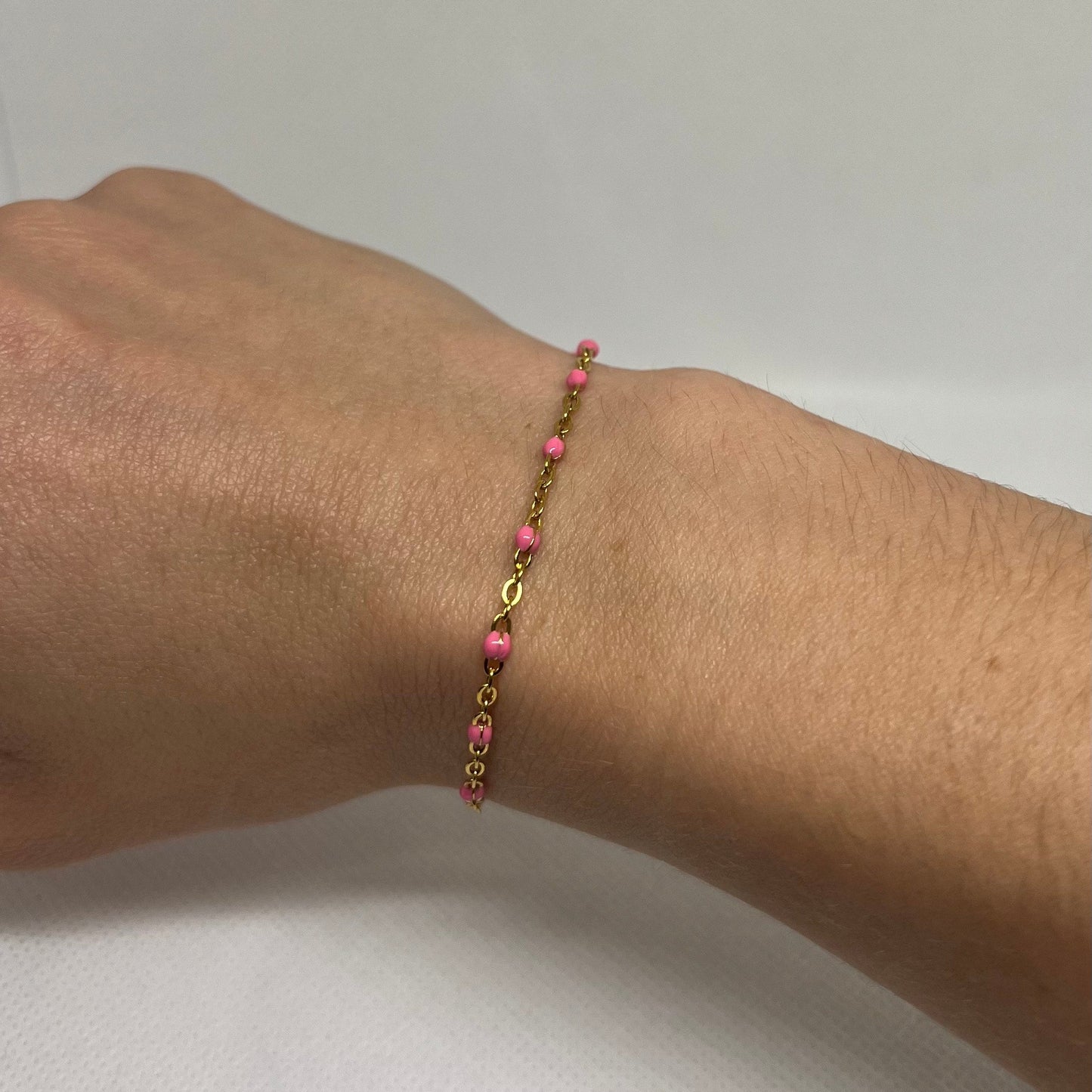 Bracelet "Camille" perles & chaîne acier inoxydable