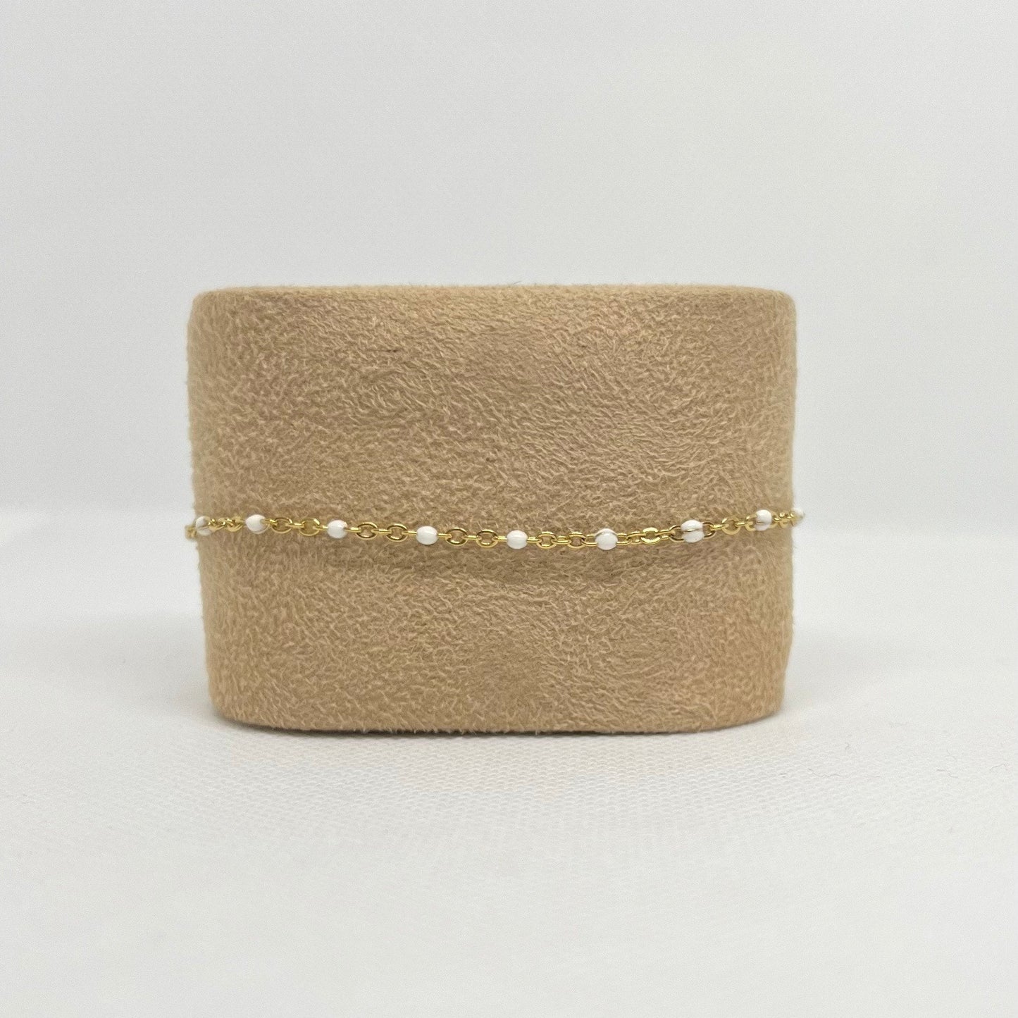 Bracelet "Camille" perles & chaîne acier inoxydable