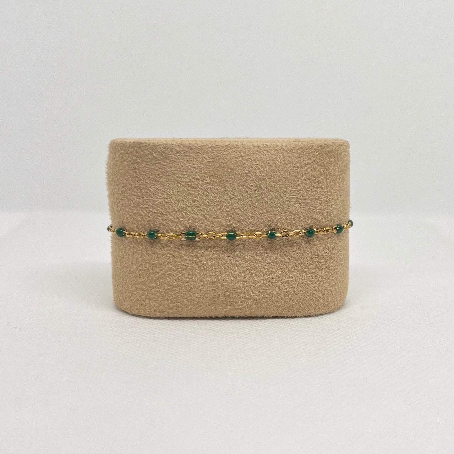 Bracelet "Camille" perles & chaîne acier inoxydable