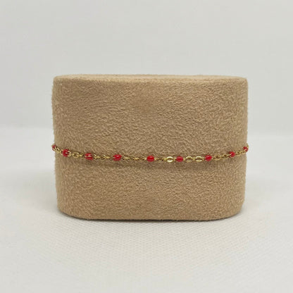 Bracelet "Camille" perles & chaîne acier inoxydable