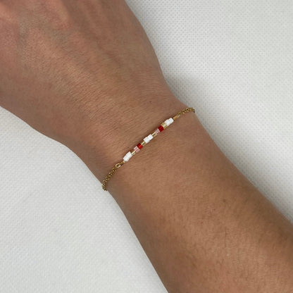 Bracelet "Clarisse"- Chaîne dorée & perles de verre