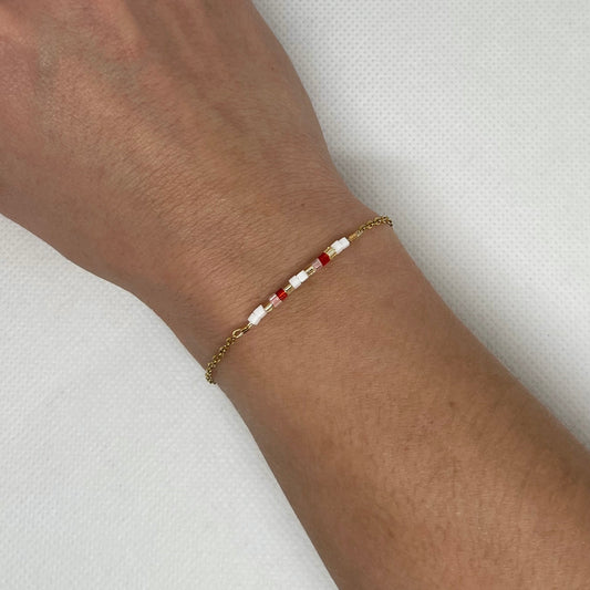 Bracelet "Clarisse"- Chaîne dorée & perles de verre