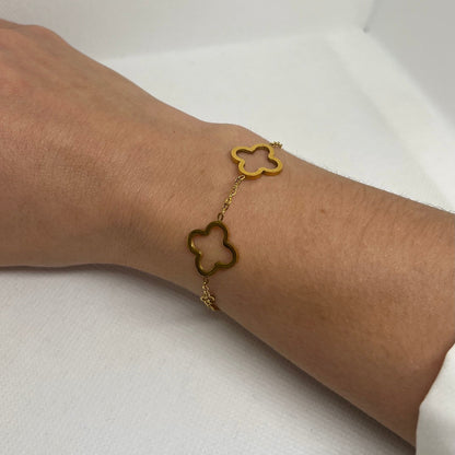Bracelet trèfle "Manon" chaîne dorée acier inoxydable