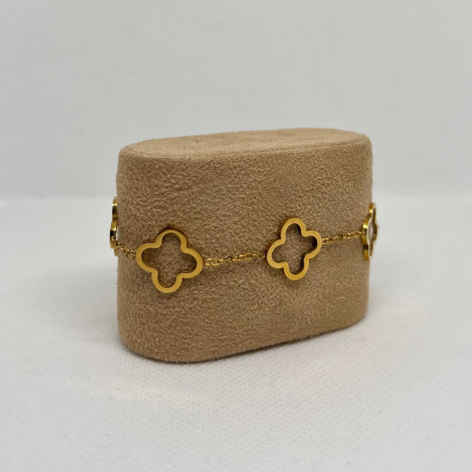 Bracelet trèfle "Manon" chaîne dorée acier inoxydable