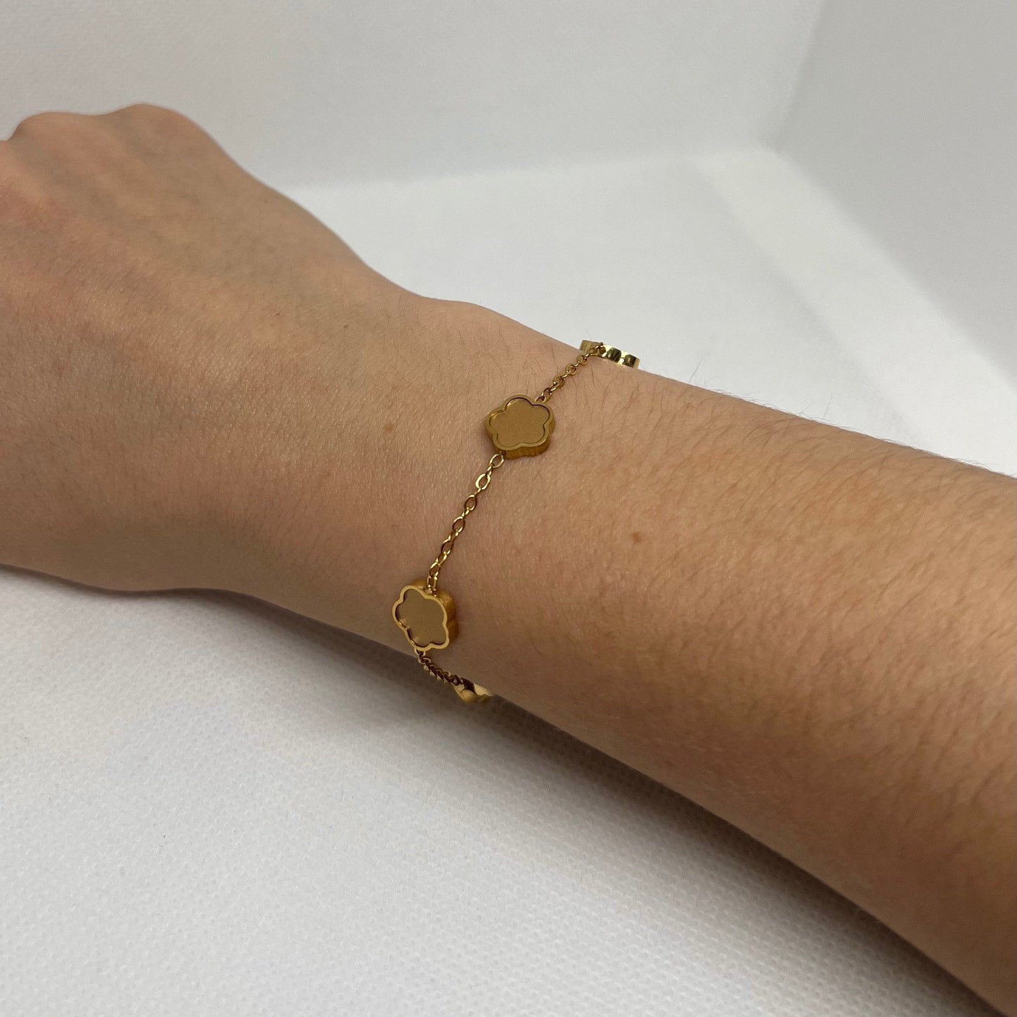 Bracelet trèfle doré "Estelle" chaîne dorée acier inoxydable