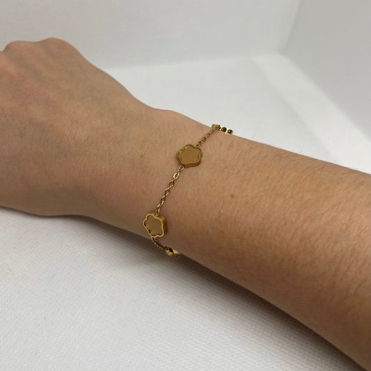 Bracelet trèfle doré "Estelle" chaîne dorée acier inoxydable