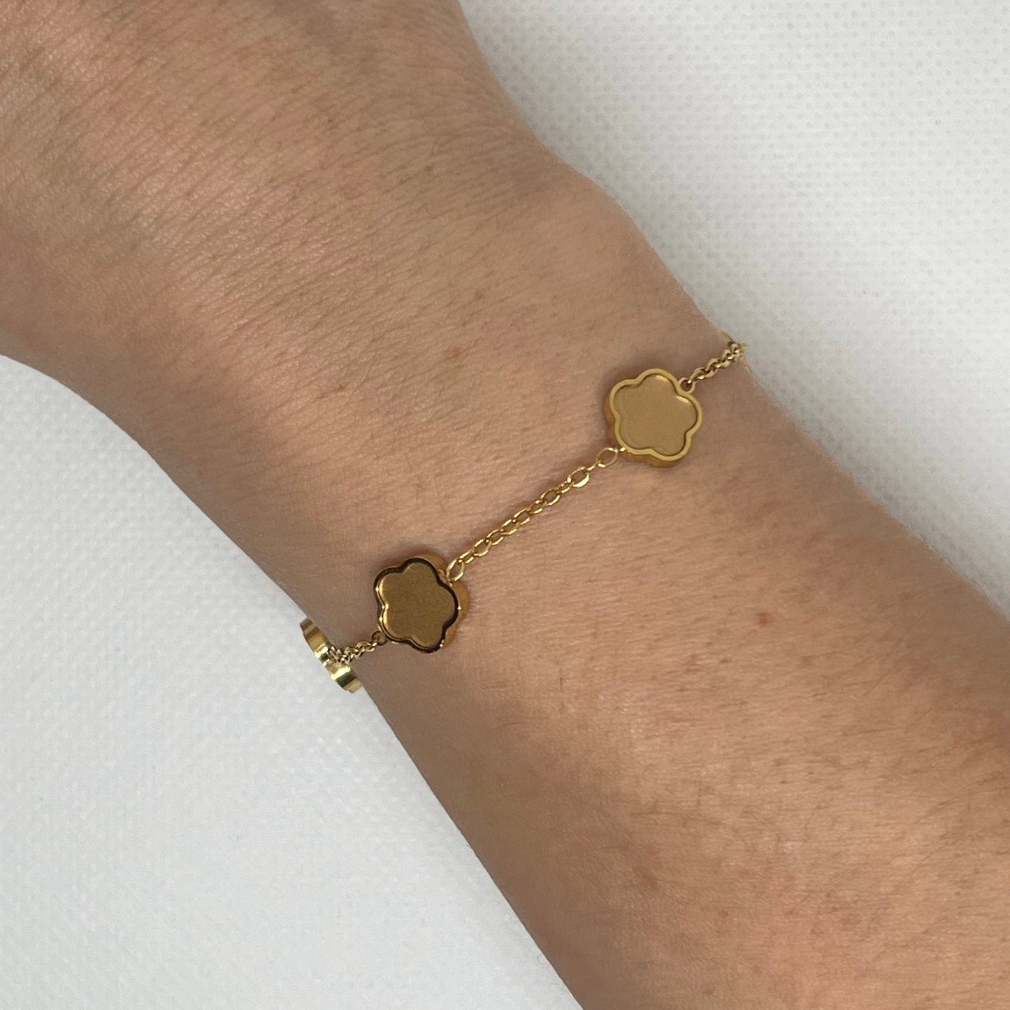 Bracelet trèfle doré "Estelle" chaîne dorée acier inoxydable