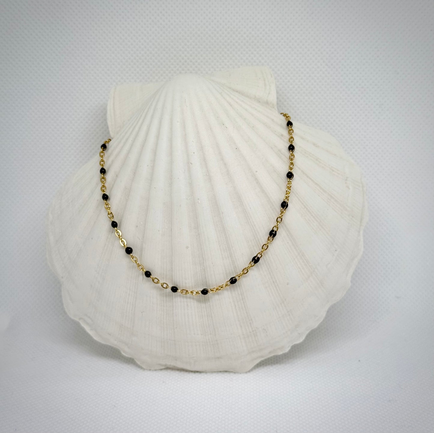 Collier "Cécile" perles & chaîne acier inoxydable