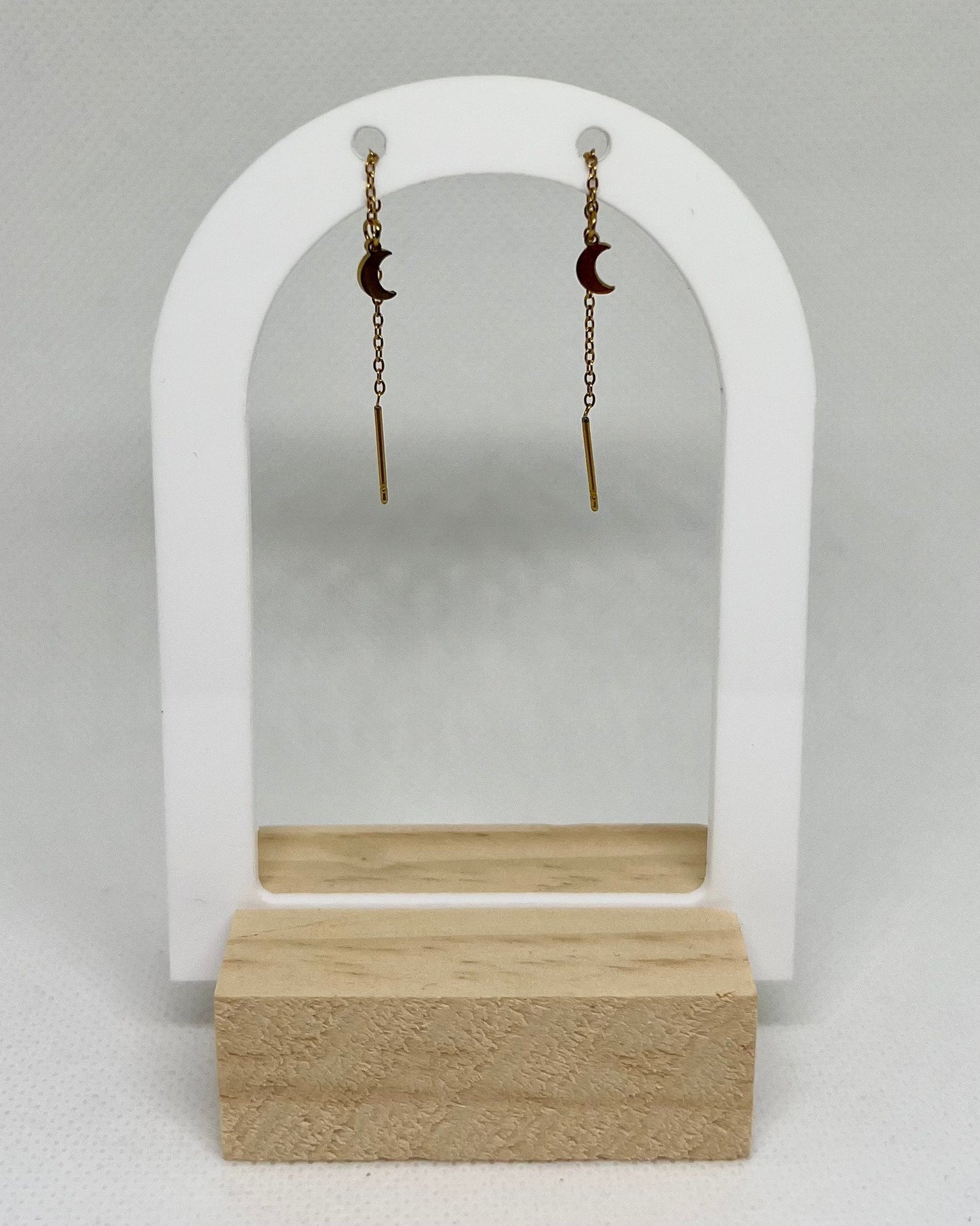 Boucles d'oreilles dorées "Luna" en acier inoxydable