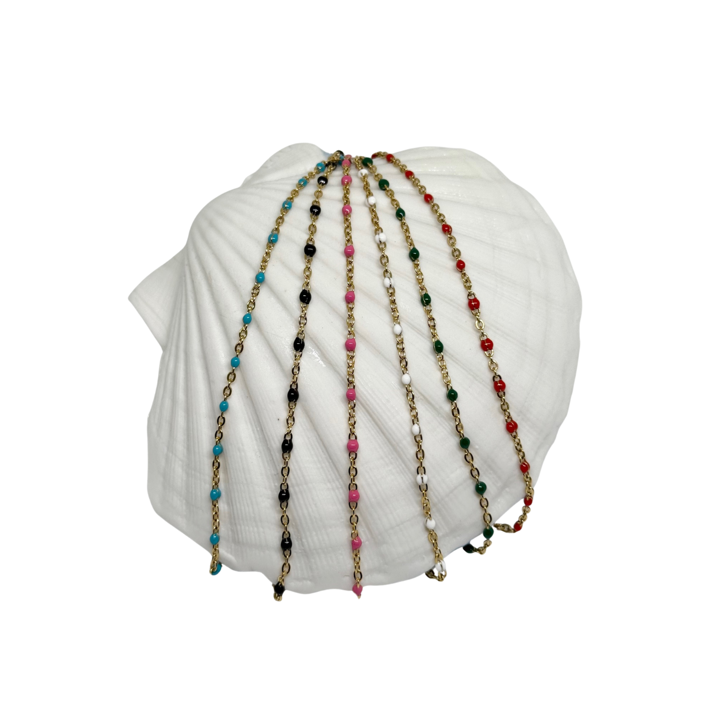 Collier "Cécile" perles & chaîne acier inoxydable